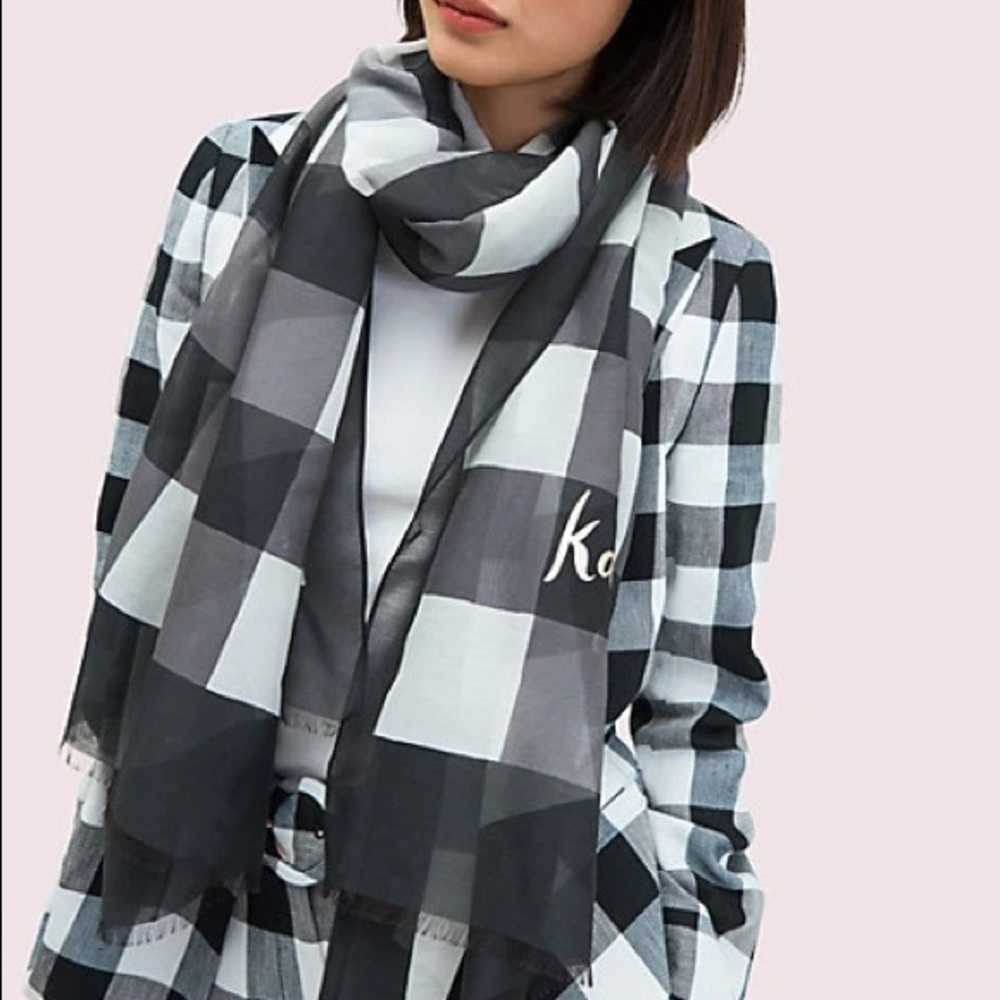 Kate Spade Party Plaid Oblong Scarf